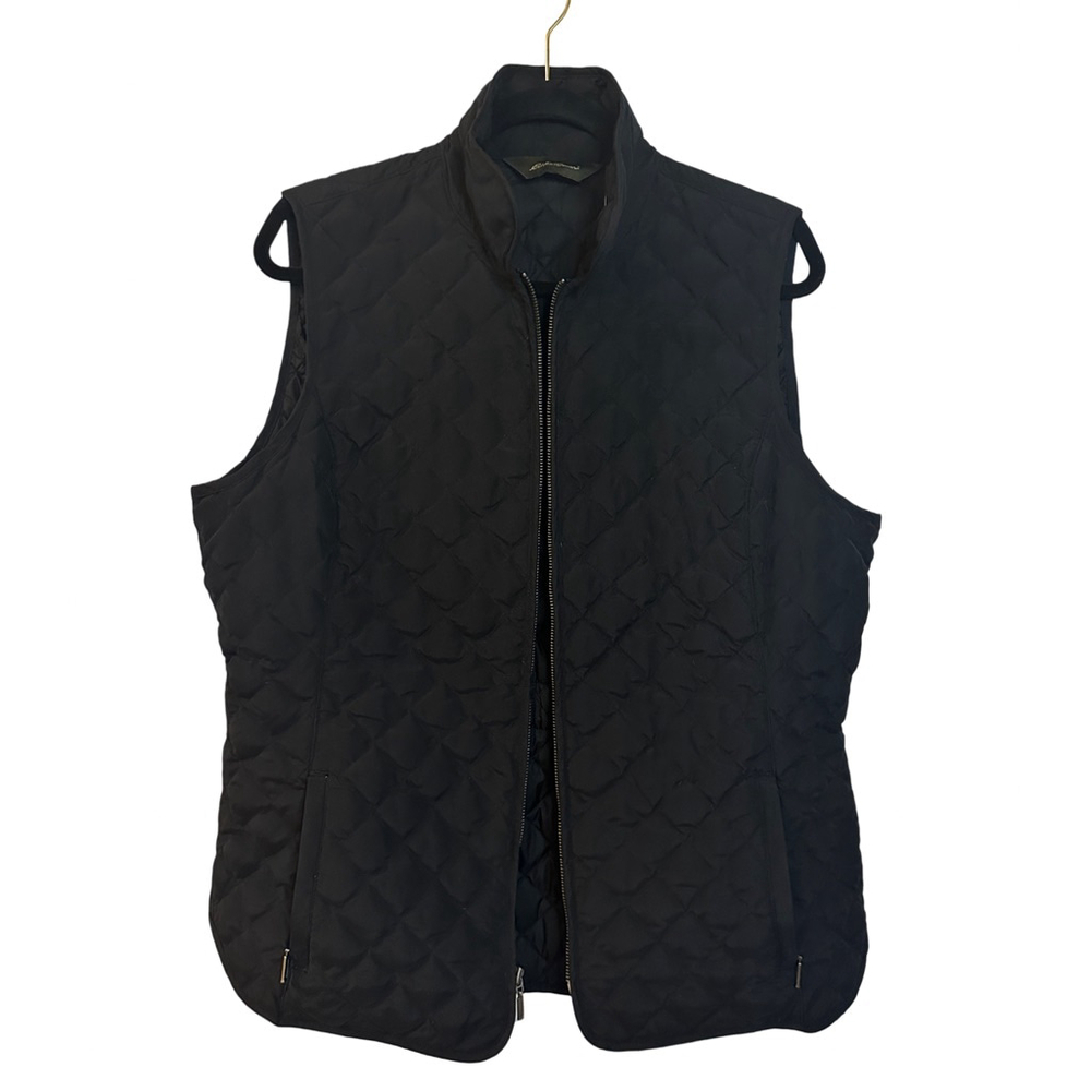 Women's Eddie Bauer Black Quilted Goose Down Vest Size Tall Large - Picture 2 of 10